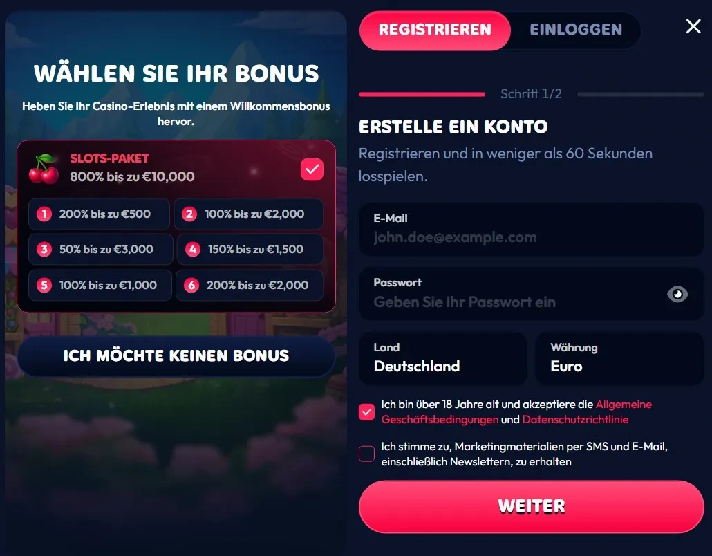 Registrierung und Login